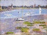 Theodore Robinson Theodore Robinson, Low Tide Riverside Yacht Club oil painting reproduction